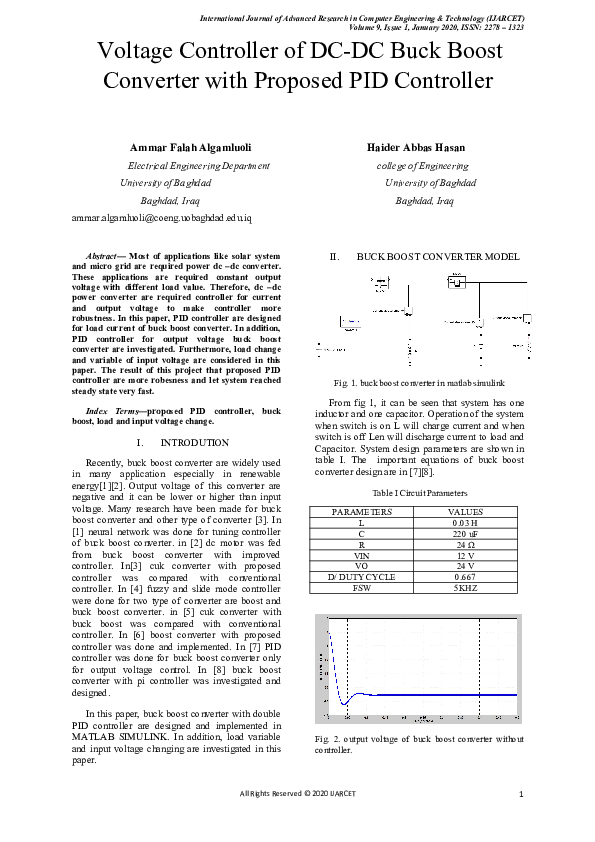 (PDF) Voltage Controller of DC-DC Buck Boost Converter with Proposed ...