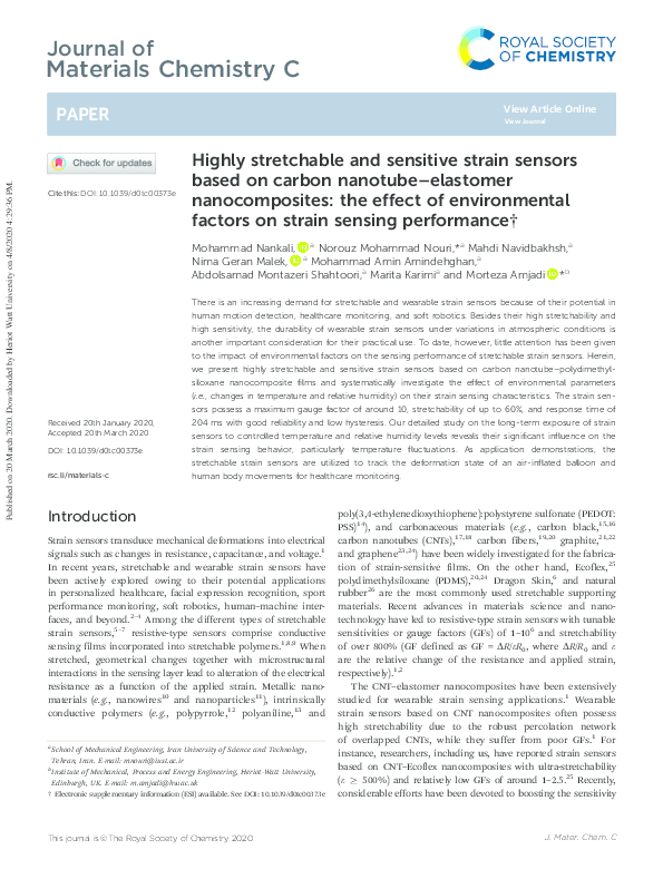 (PDF) Highly stretchable and sensitive strain sensors based on carbon ...