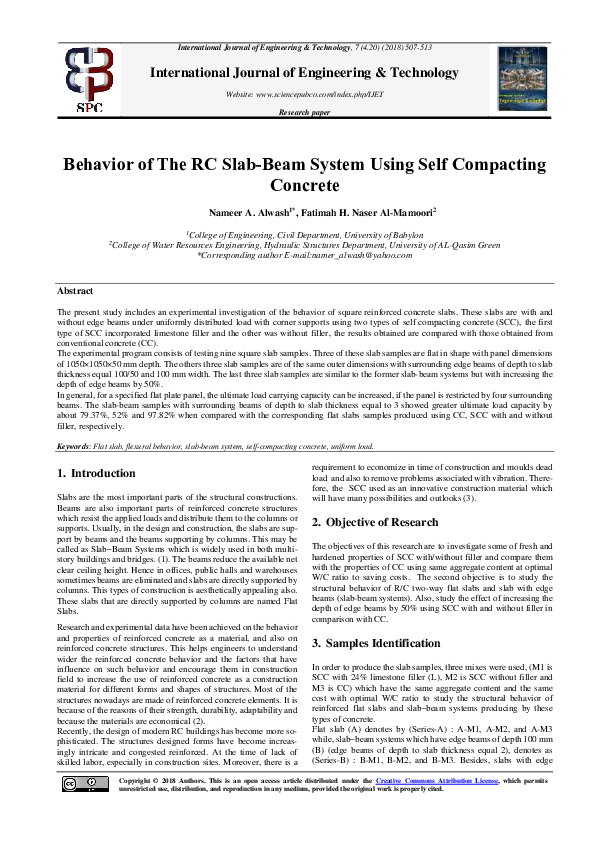 (PDF) Behavior of The RC Slab-Beam System Using Self Compacting Concrete