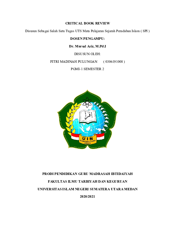 Doc Critical Book Review Sejarah Peradaban Islam Spi Fitri Madyna Pulungan Academia Edu