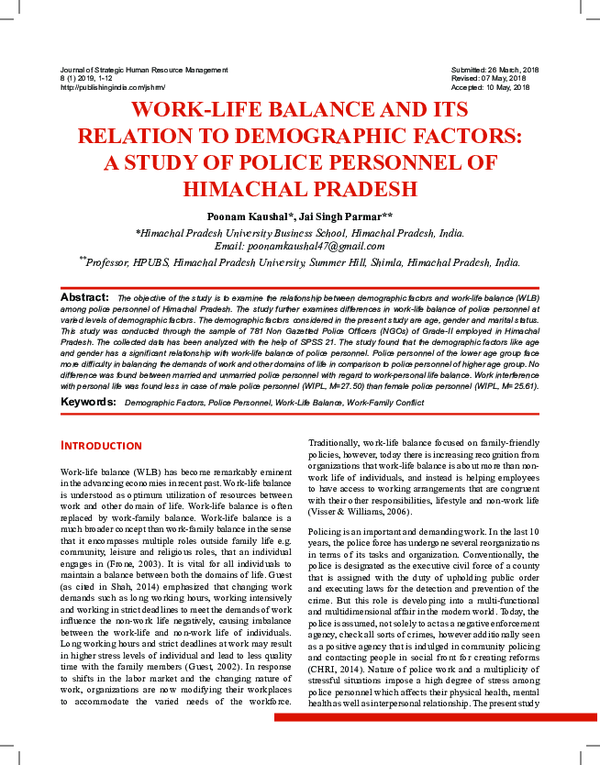 (PDF) Work-Life Balance and Its Relation to Demographic Factors: A ...