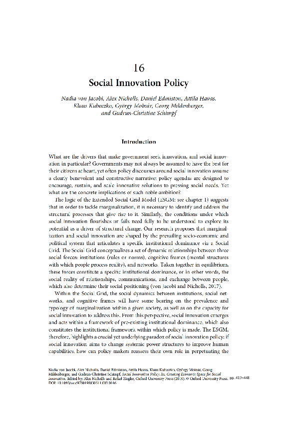 (PDF) Social Innovation Policy