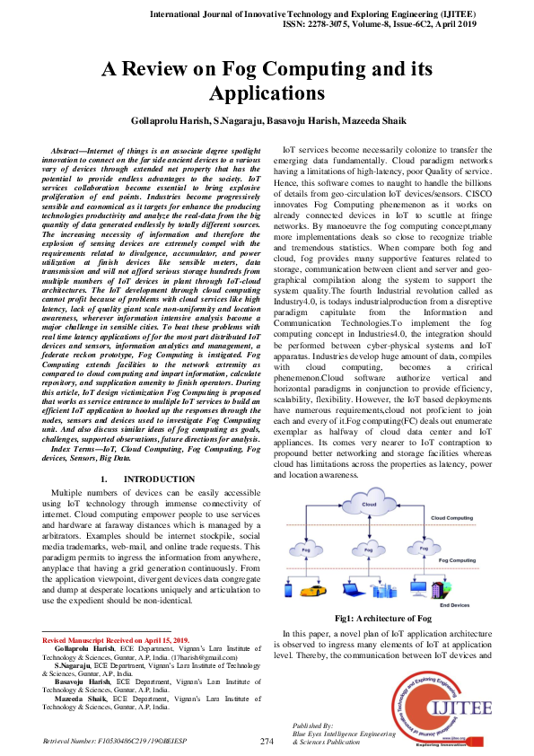 (PDF) A Review on Fog Computing and its Applications | HARISH ...