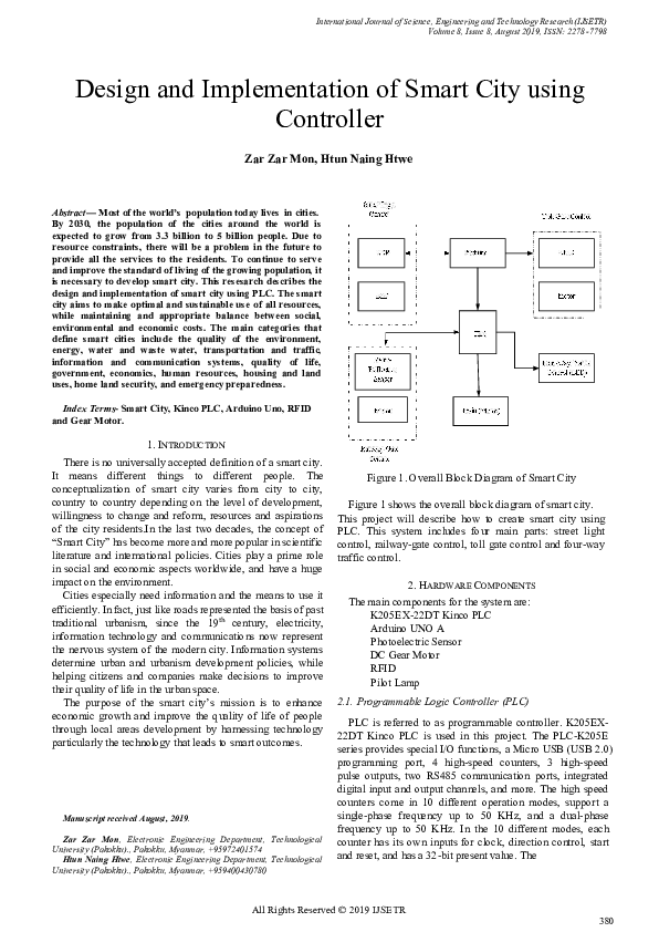 (PDF) Design and Implementation of Smart City using Controller