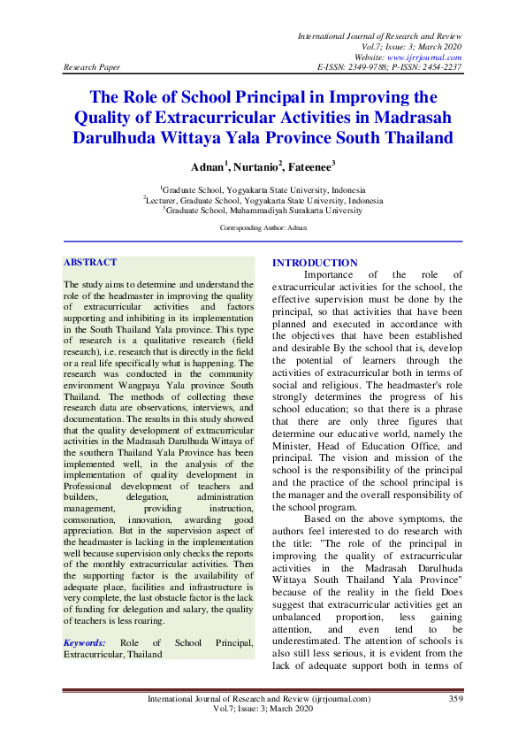 (PDF) The Role of School Principal in Improving the Quality of ...