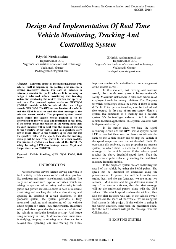 (PDF) Design And Implementation Of Real Time Vehicle Monitoring ...