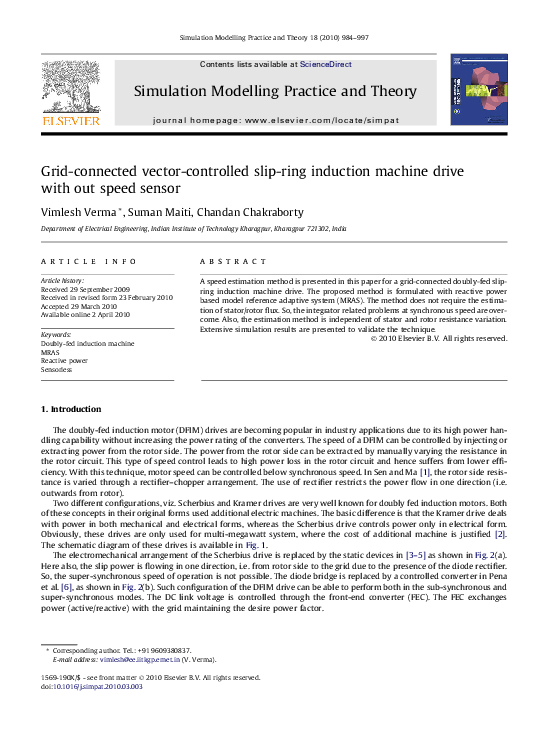 (PDF) Gridconnected vectorcontrolled slipring induction machine
