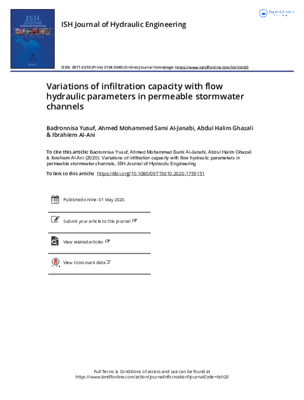 (PDF) ISH Journal of Hydraulic Engineering Variations of infiltration ...