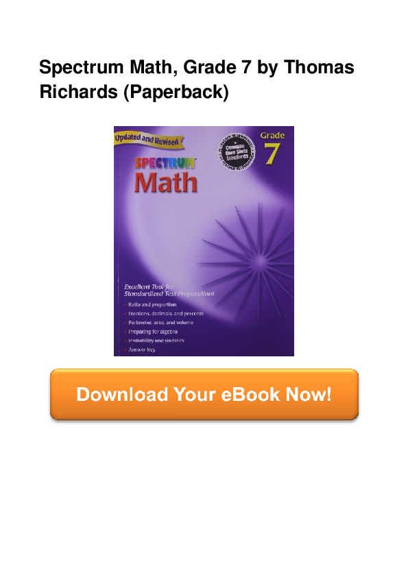 (PDF) Spectrum Math, Grade 7 by Thomas Richards (Paperback Joice