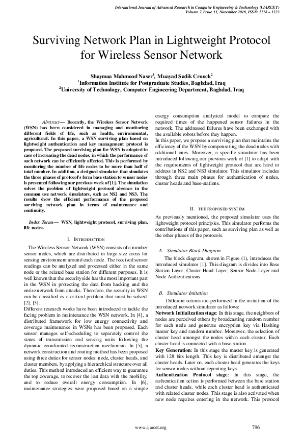 (PDF) Surviving Network Plan in Lightweight Protocol for Wireless ...