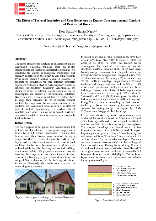 (PDF) The Effect of Thermal Insulation and User Behaviour on Energy ...