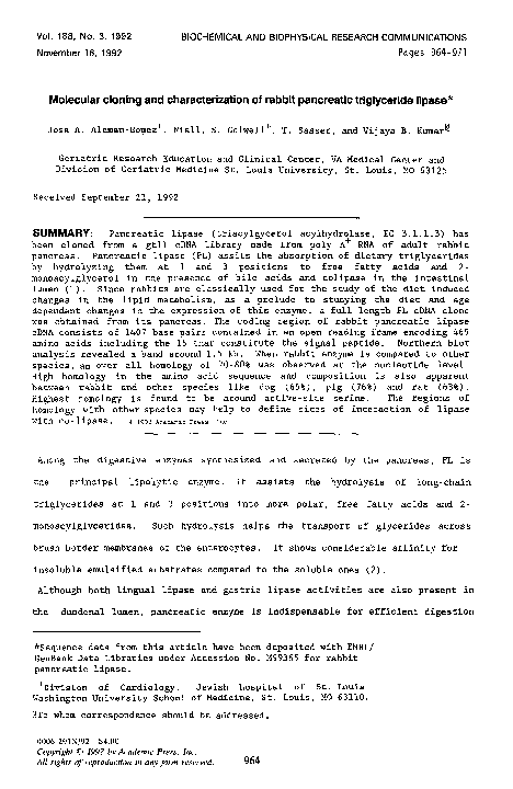 (PDF) Molecular cloning and characterization of rabbit pancreatic ...