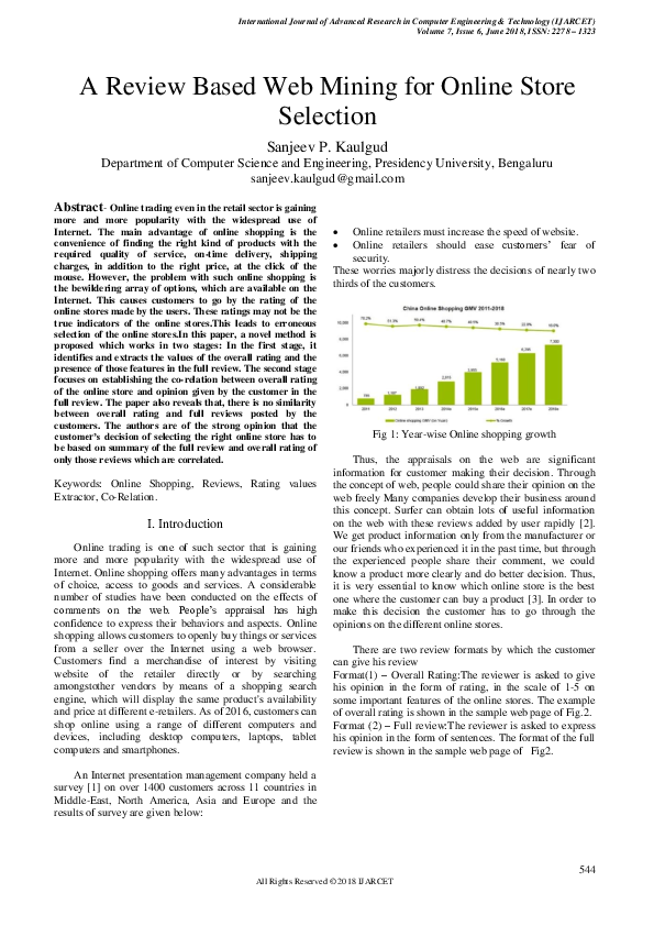 (PDF) A Review Based Web Mining for Online Store Selection