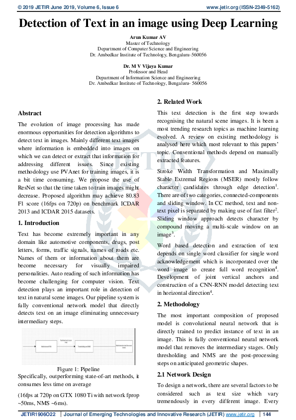 (PDF) Detection of Text in an image using Deep Learning