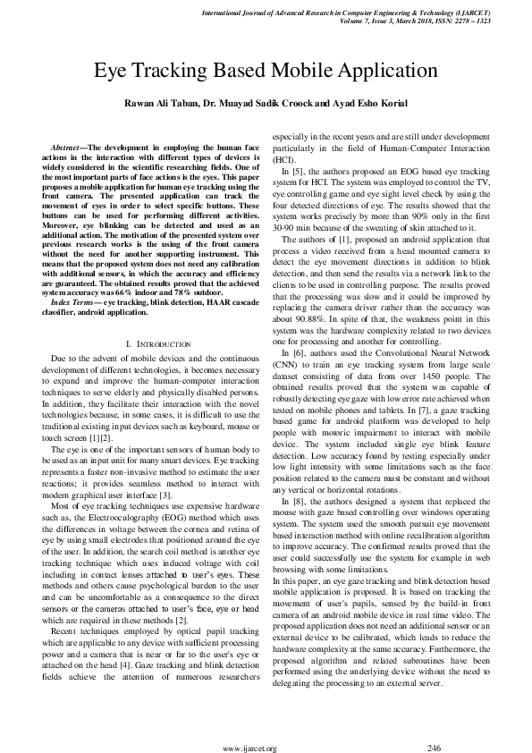 (PDF) Eye Tracking Based Mobile Application