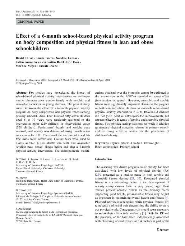 (PDF) Effect of a 6-month school-based physical activity program on ...