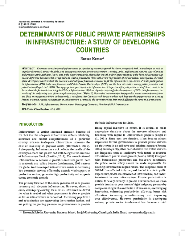 (PDF) Determinants of Public Private Partnerships in Infrastructure: A ...