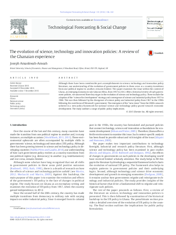 (PDF) The evolution of science, technology and innovation policies: A ...