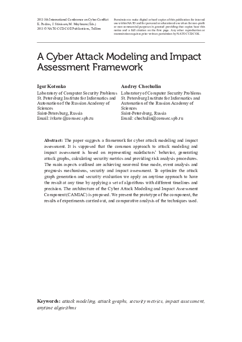 (PDF) A Cyber Attack Modeling and Impact Assessment Framework