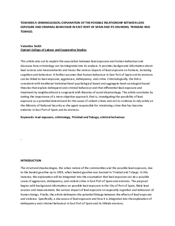 (DOC) ARTICLE VIOLENT CRIME AND LEAD EXPOSURE Valentine Smith