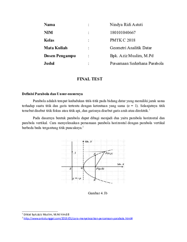 (DOC) Persamaan Sederhana Parabola (NINDYA RIDI ASTUTI-180101040667