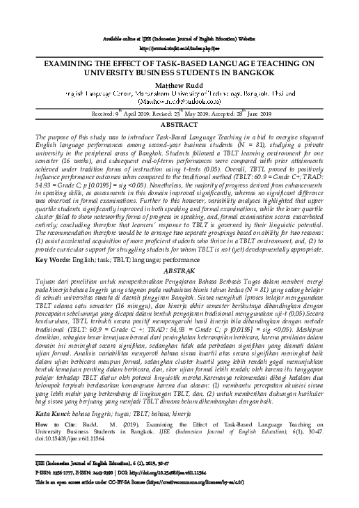 (PDF) EXAMINING THE EFFECT OF TASK-BASED LANGUAGE TEACHING ON ...