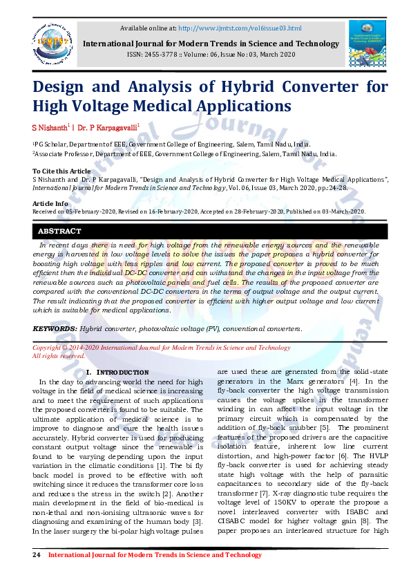 (PDF) Design and Analysis of Hybrid Converter for High Voltage Medical ...