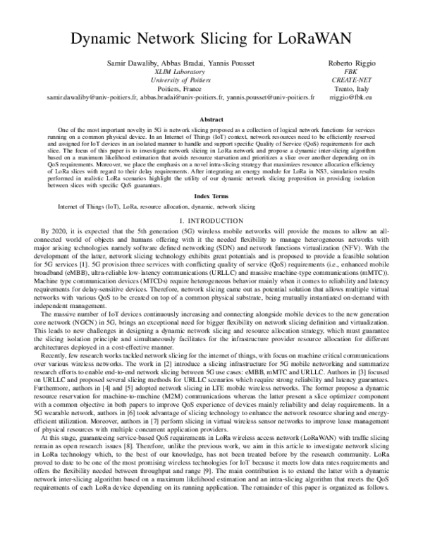 (PDF) Dynamic Network Slicing for LoRaWAN