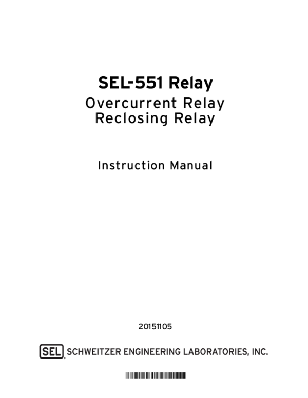 (PDF) SEL551 Relay Overcurrent Relay Reclosing Relay Instruction