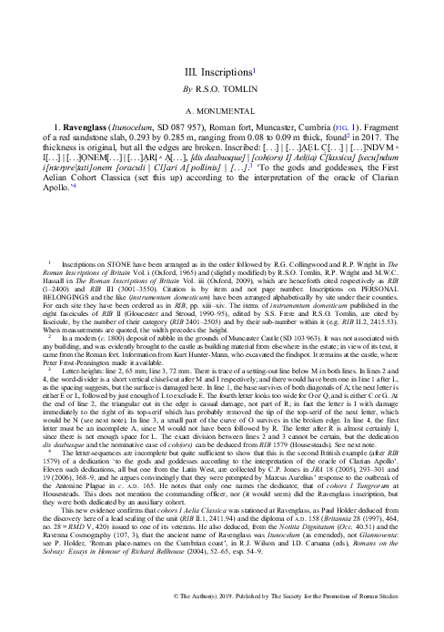 (PDF) Roman Britain in 2018 Inscriptions