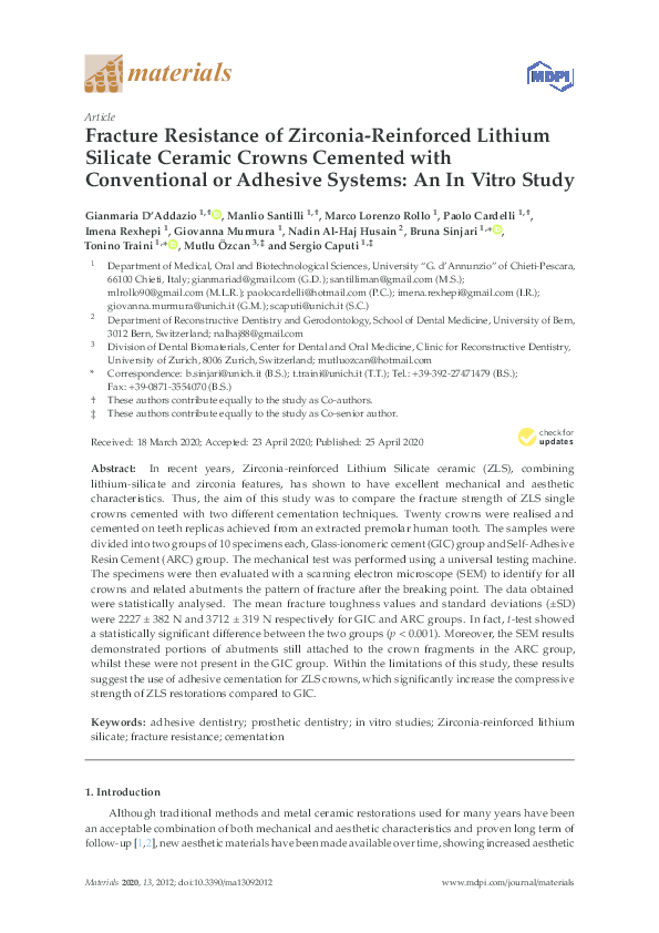 (PDF) Fracture Resistance of Zirconia-Reinforced Lithium Silicate ...