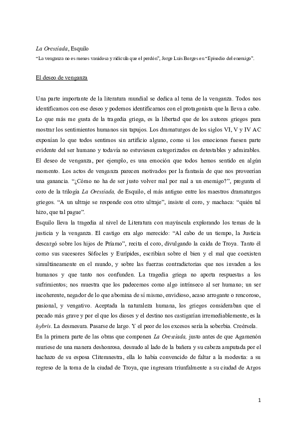 (DOC) La Orestíada, Esquilo Inés Arteta Academia.edu (DOC) La Orestíada, Esquilo Inés Arteta Academia.edu