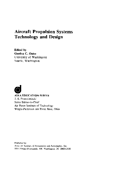 (PDF) Aircraft Propulsion Systems Technology and Design Edited by