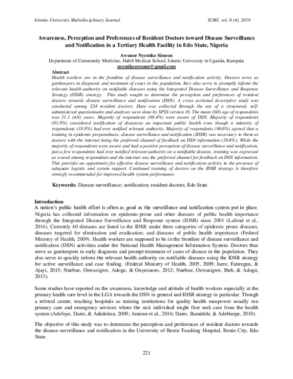 (PDF) Awareness, Perception and Preferences of Resident Doctors toward ...