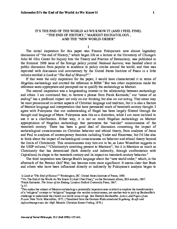 (PDF) It's the end of the world as we know it (and I feel fine): “The ...