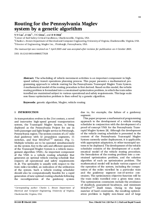 (PDF) Routing for the Pennsylvania Maglev system by a genetic algorithm