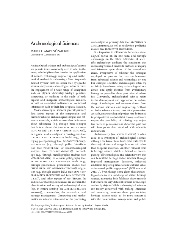 (PDF) Archaeological Sciences