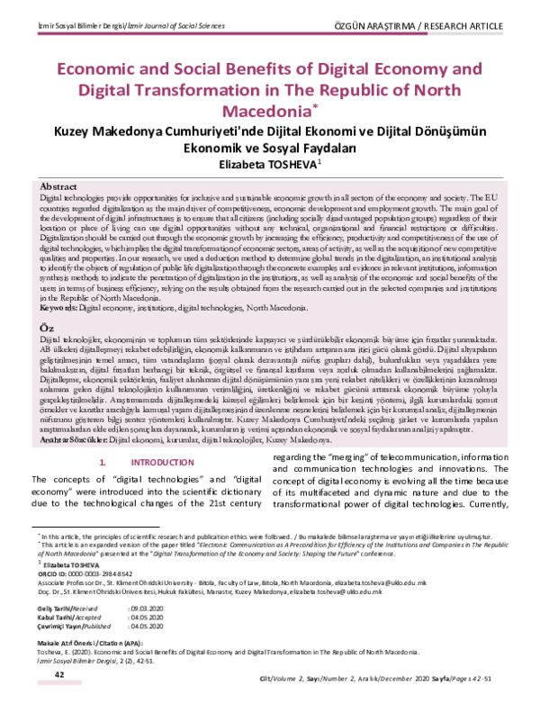 (PDF) Economic and Social Benefits of Digital Economy and Digital ...