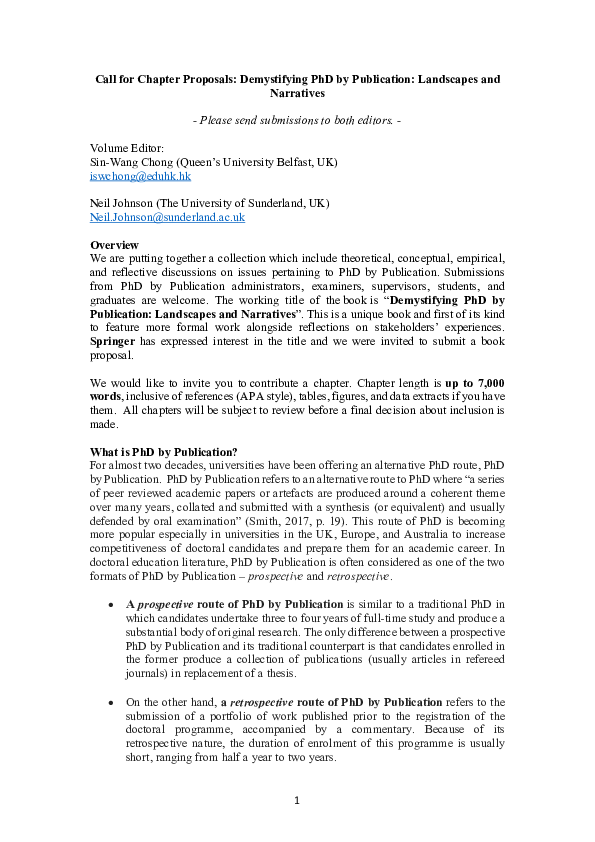 (PDF) Call for Chapter Proposals Revised on 04.05.