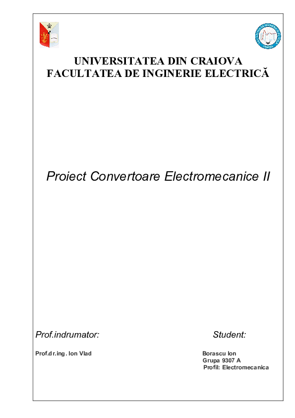 (DOC) Motor asincron trifazat cu rotor in scurt circuit de joasă tensiune
