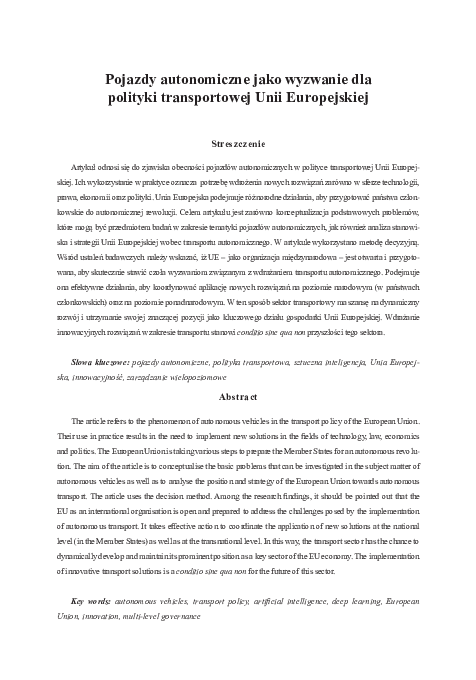 (PDF) Autonomous vehicles as a challenge for the transport policy of ...