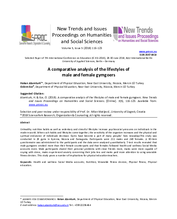 (PDF) A comparative analysis of the lifestyles of male and female gymgoers