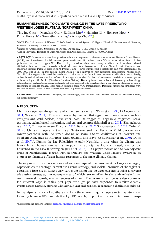 (PDF) HUMAN RESPONSES TO CLIMATE CHANGE IN THE LATE PREHISTORIC WESTERN ...