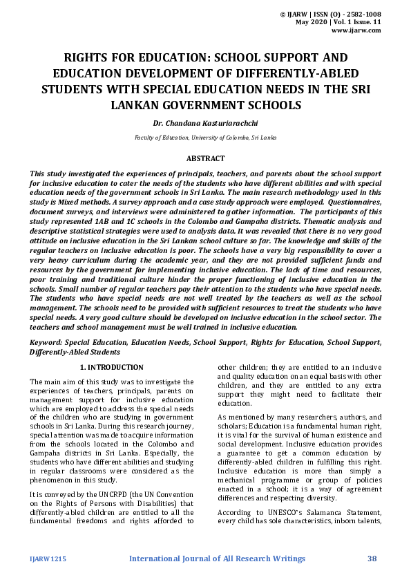 (PDF) RIGHTS FOR EDUCATION SCHOOL SUPPORT AND EDUCATION DEVELOPMENT OF
