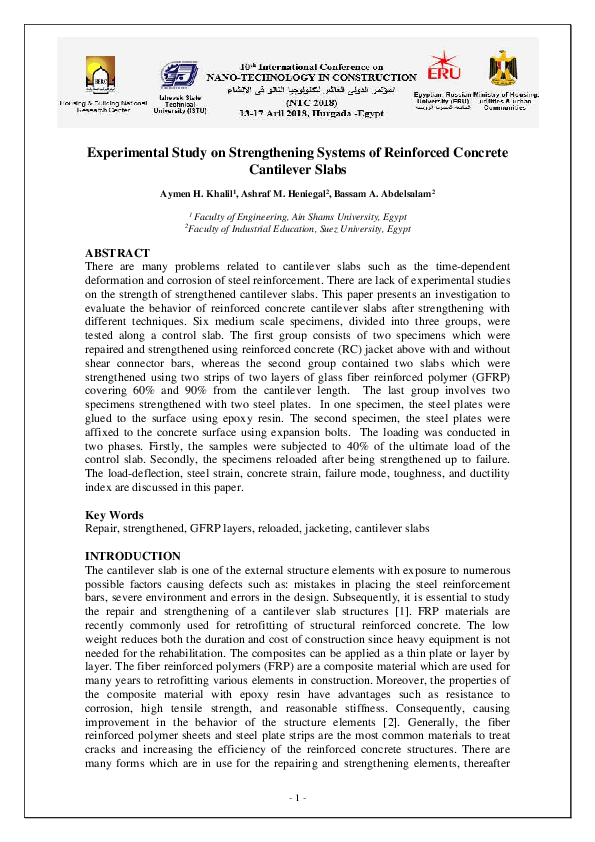 (PDF) Experimental Study on Strengthening Systems of Reinforced ...