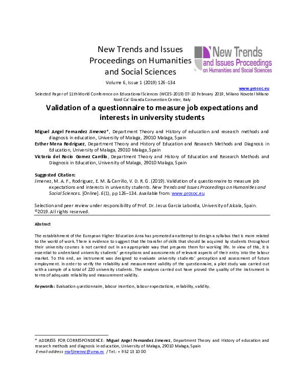 (PDF) Validation of a questionnaire to measure job expectations and ...