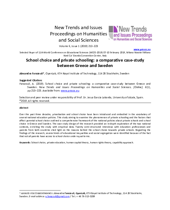 (PDF) School choice and private schooling: a comparative case-study ...