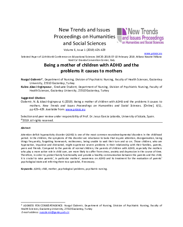 (PDF) Being a mother of children with ADHD and the problems it causes ...