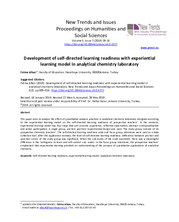 (PDF) Development of self-directed learning readiness with experiential ...