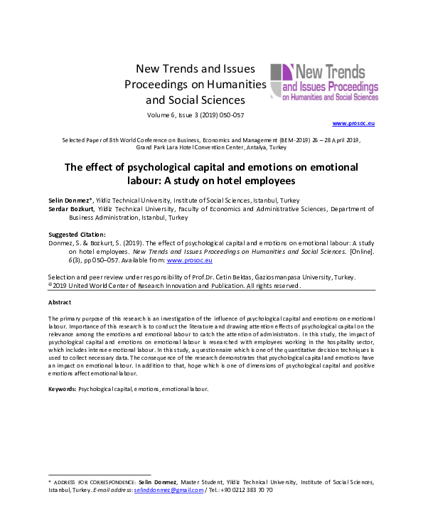 (PDF) The effect of psychological capital and emotions on emotional ...